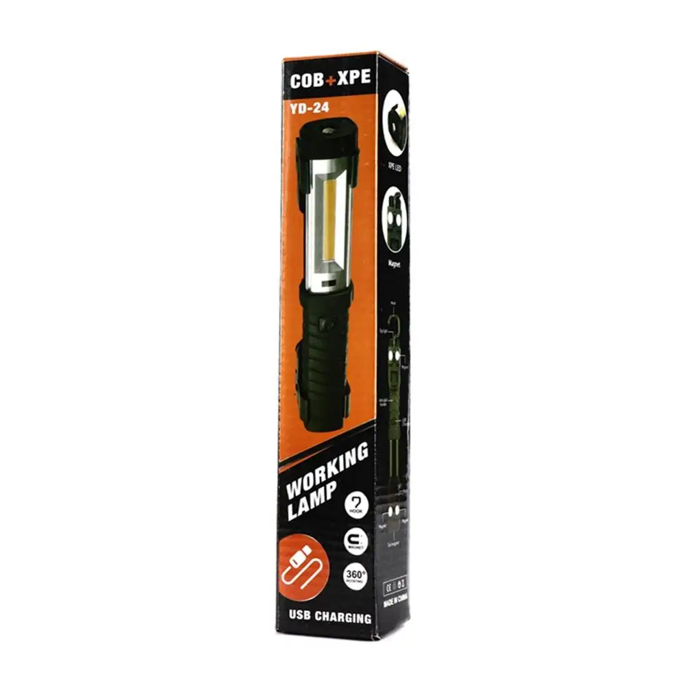 

Portable working inspection torches outdoor camping led flashlight with magnet rechargeable usb torch