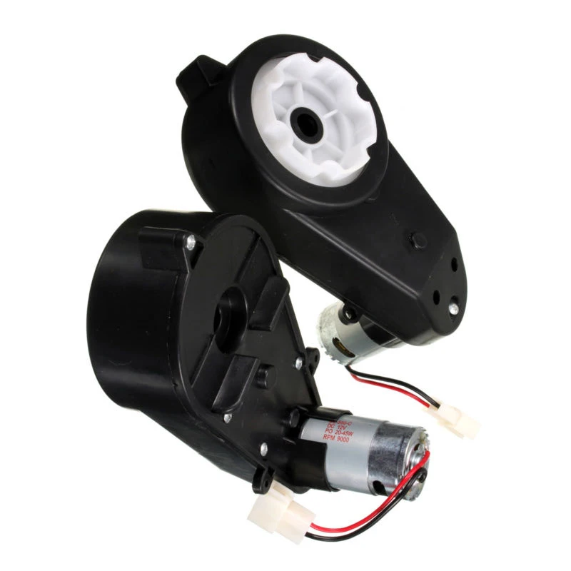 Discount 2Pcs Rear Motor Gear Box Spare PartRreplacement 12V Kids Ride On Bike Electric Car Motor Gear Box RS550 12000 RPM 4