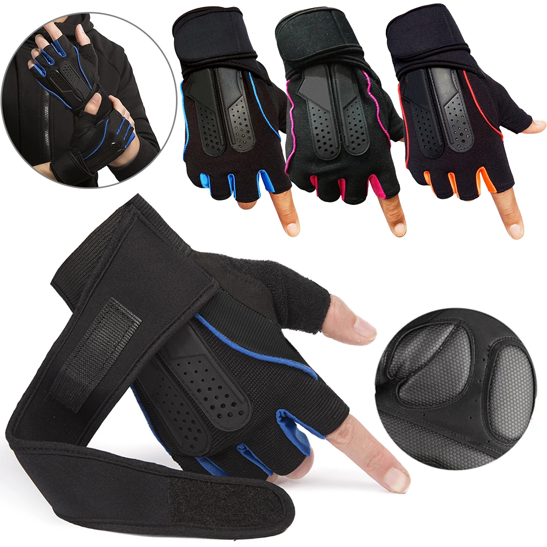 1 Pair Pro Gym Gloves Heavyweight Sports Exercise Weight Lifting Gloves Body Building Training Sport Fitness Cycling Gloves