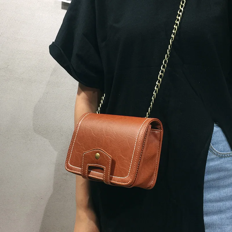 Винтаж Для женщин мини сумка цепь квадратный Cross Body моды Цвет коричневый мешок|chain