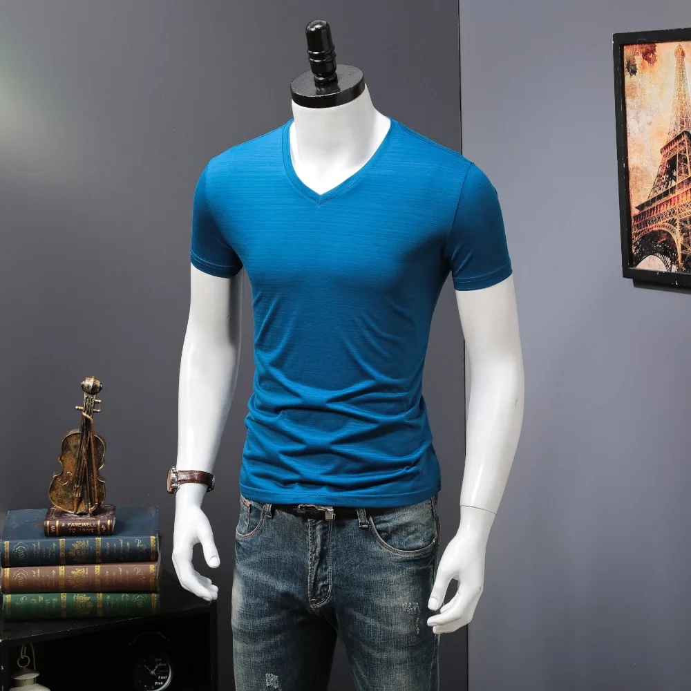 Ледяная шелковая сенсорная футболка для мужчин с коротким рукавом и v-образным вырезом мужские футболки летняя черная футболка homme мягкая спортивная мужская одежда в стиле хип-хоп 3XL