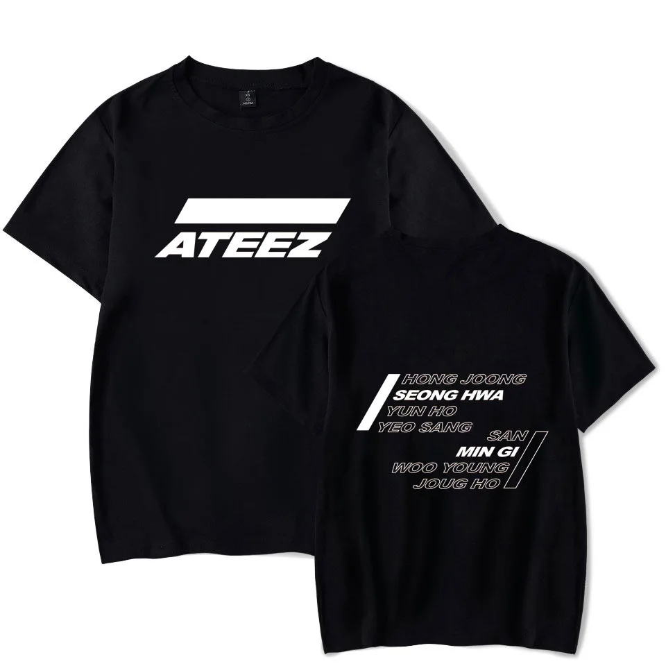 Футболка KPOP ATEEZ для женщин и мужчин повседневная крутая тенниска в стиле