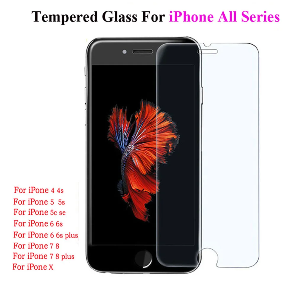 Beste Gehard glas op de voor iphone 8 7 6 6 s plus 4 s 5 5 s 5c SE X screen protector beschermende guard film case cover gehard glas