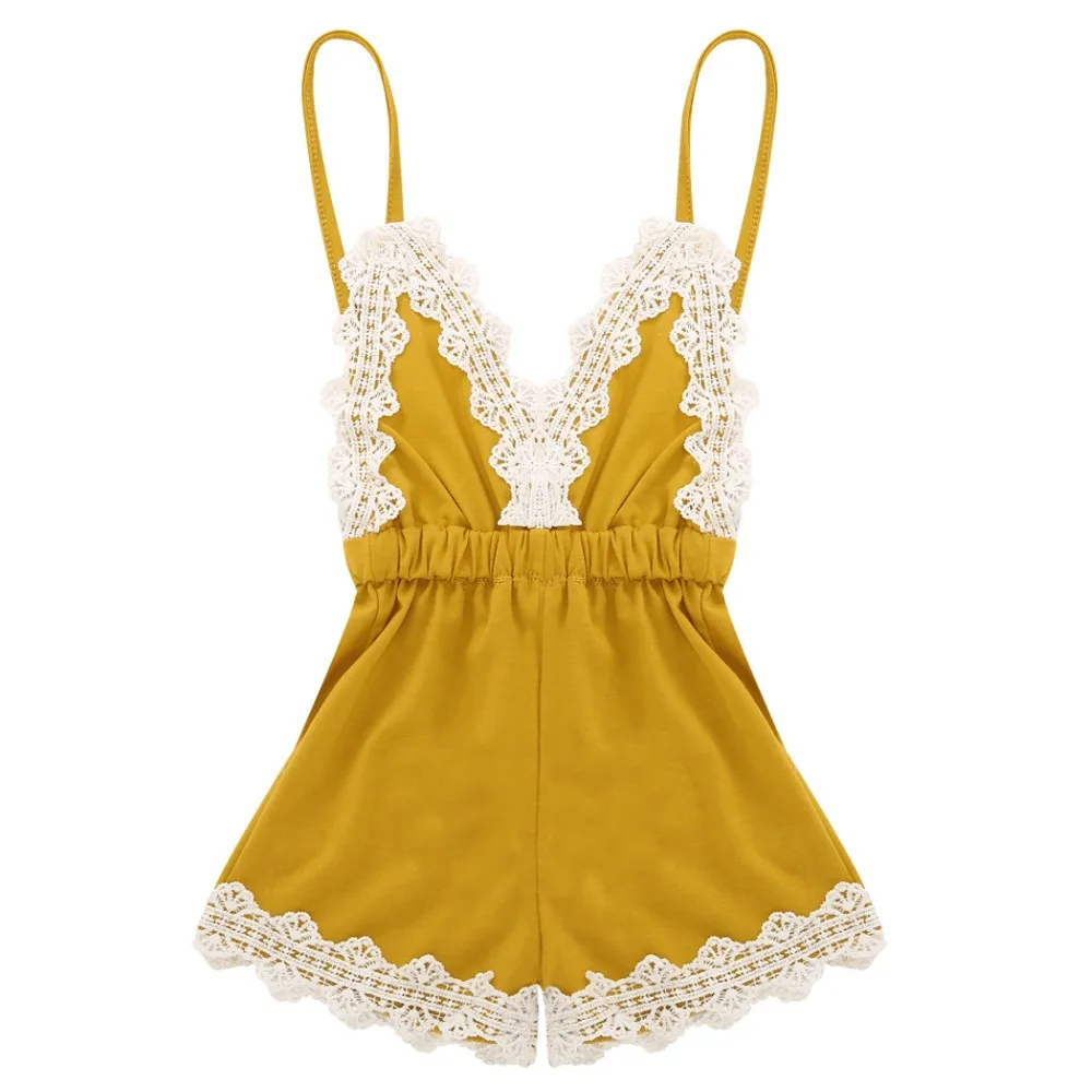 Baby Romper Yellow Lace Straps Newborn Baby Girl Clothes Summer Pleated