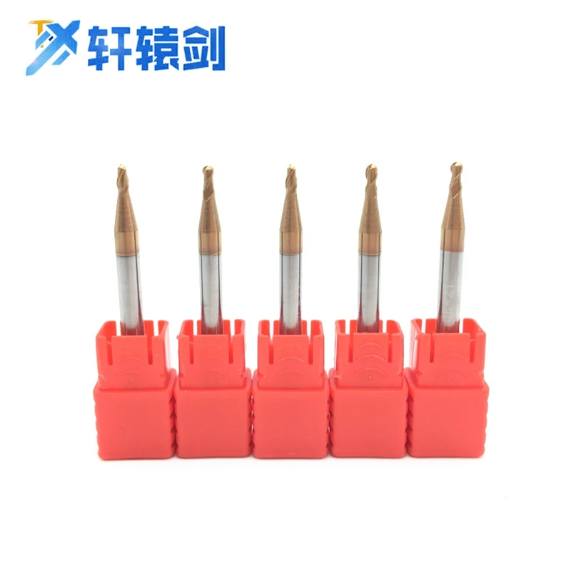 

2pcs 2F R1.0X50L HRC60 Ballmills 2 Blade Key Groove Solid Carbide Coating Ball Head Milling Cutter CNC Screw CNC Tool Head 2mm
