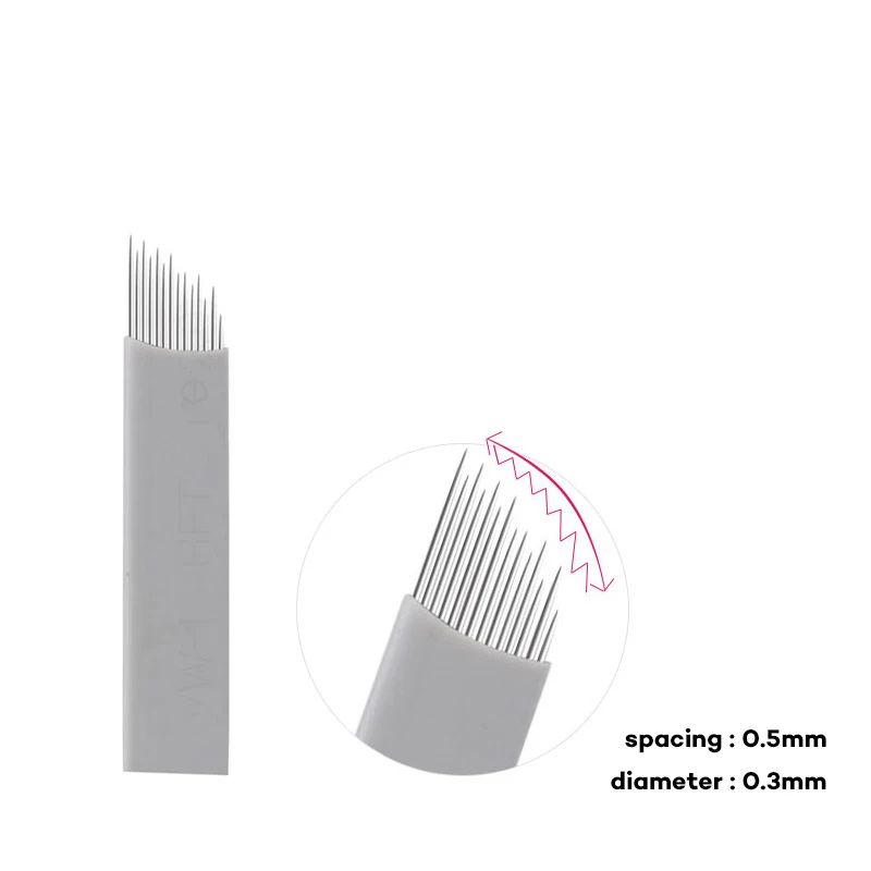 Шатающиеся 14 штифтов иглы Лезвия Перманентный макияж тумана бровей татуировки высокая и низкая дуга лезвия иглы для ручка-держатель игл microblading
