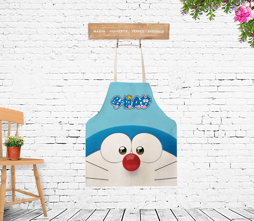 Лен прекрасный Doraemon узор детская фартук сиськи дома пособия по кулинарии выпечки тематические товары про рептилий и земноводных