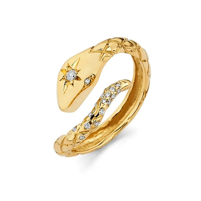 Модное регулируемое женское кольцо на палец cz starburst классическая форма змеи