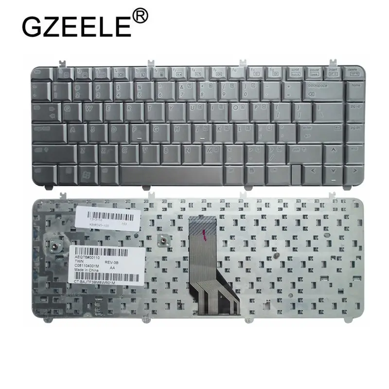 

GZEELE English Laptop Keyboard for HP Pavilion DV5-1000 DV5-1100 DV5-1200 DV5-1218 1219 1218TX 1219TX AEQT6700210 QT6A Silver US