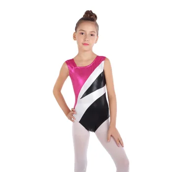 

Gymnastics ballet girls gymnastics practice suit children's high quality sleeveless suit radium color matching body suit