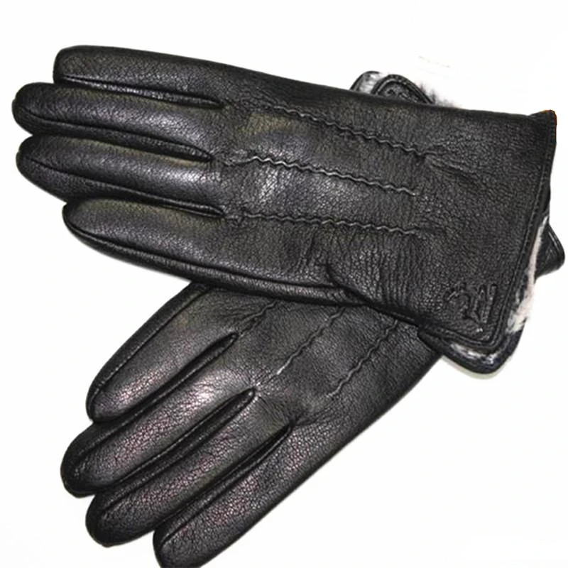 Goatskin Deerskin Gloves Men's Leather New Thin Fleece Lining Winter Warmth And Thickening