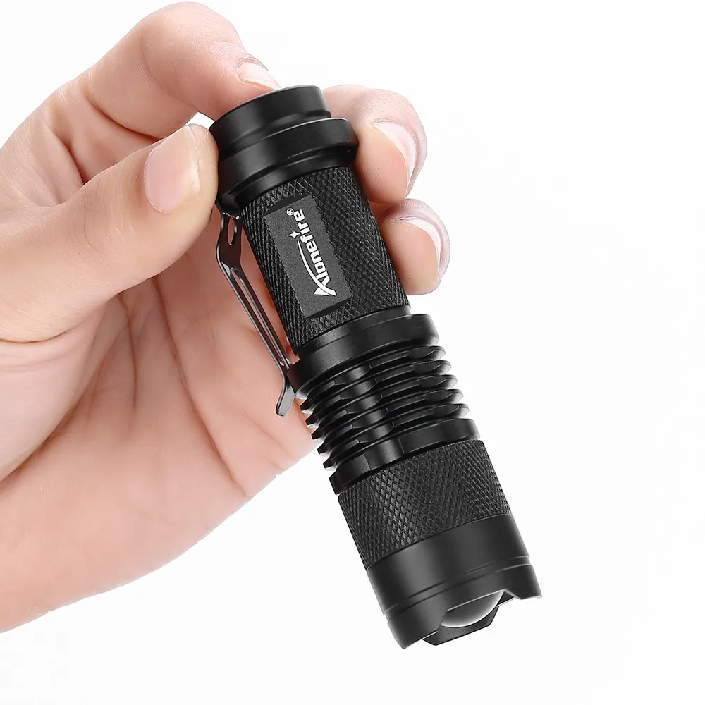 Alonefire SK68 CREE XPE Q5 светодиодный мини-фонарик Портативный Zoomable CREE Q5 светодиодный фонарь фонарик освещение для AA или 14500