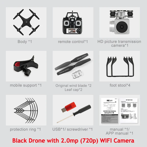 Горячая Распродажа Дрон Квадрокоптер FPV Дроны с камерой HD Квадрокоптеры с wifi камерой RC Вертолет радиоуправляемые игрушки VS Syma x5c - Цвет: Black with camera