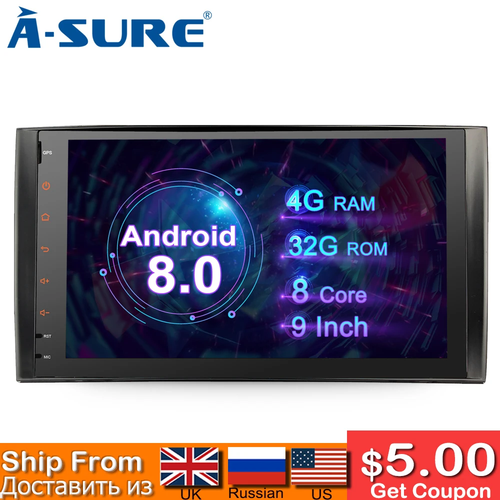 A-Sure 9 дюймов 2 Din A53 8 Core Android 0 радио dvd gps плеер стерео DVD + Navi для Mercedes-Benz A/B Sprinter Vito Viano