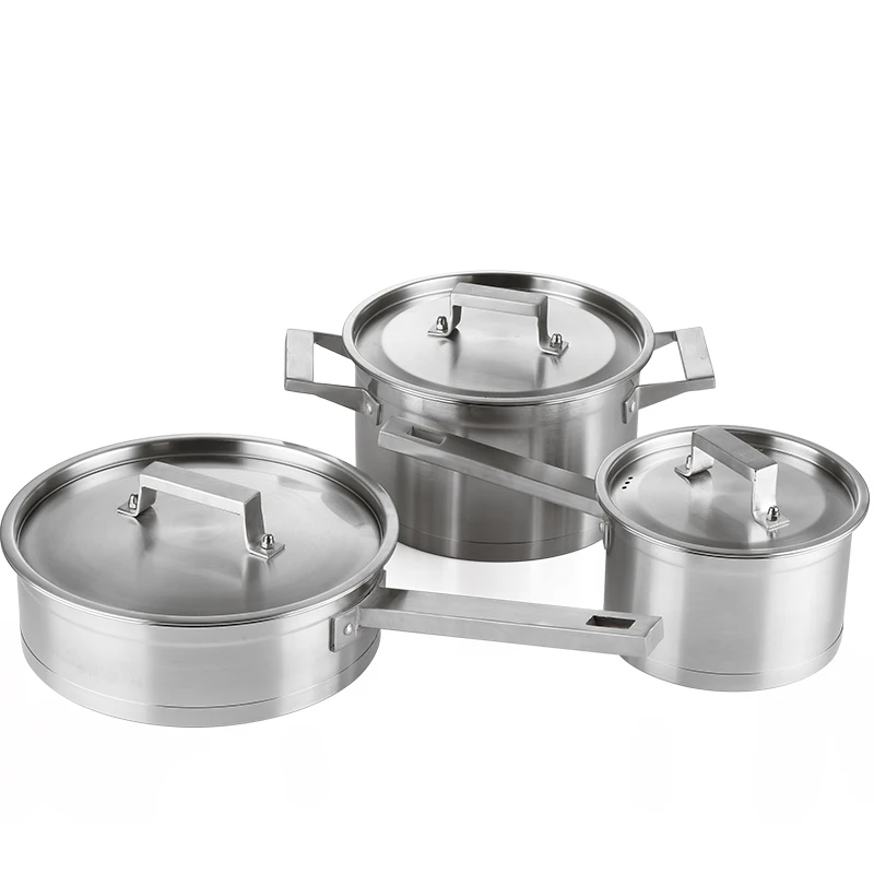 

Stainless Steel Pot Set 3-Piece Insulation Handle Double Bottom Pot Noodle Pot Small Milk Pan
