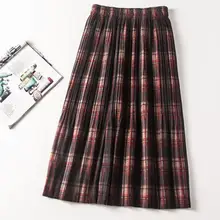 Осень Зима Женская Клетчатая Шерстяная Юбка Женская высокая талия модная повседневная клетчатая юбка TB810