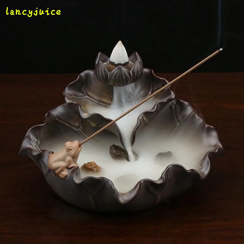 Ceramic Lotus Pond Incense Burner smoke tower Multipurpose incense