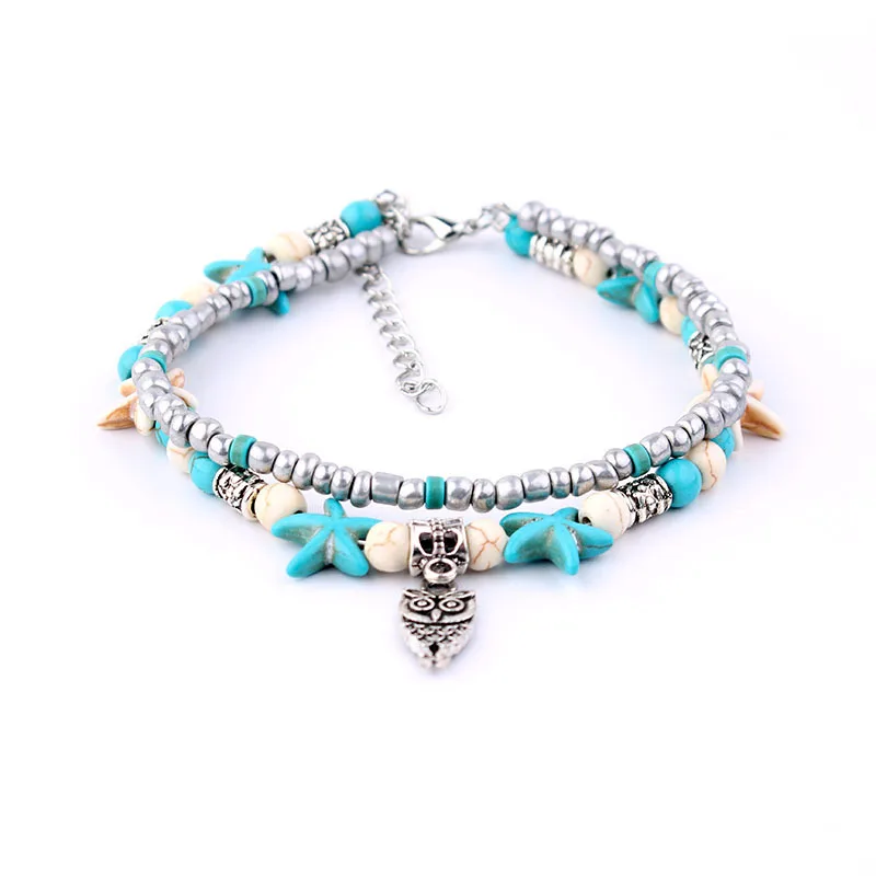 Miss JQ Vintage Design Starfish Turtle Anklets For Women Handmade Beaded Ankle Bracelet Foot Jewelry bracelet cheville femme - Image 6