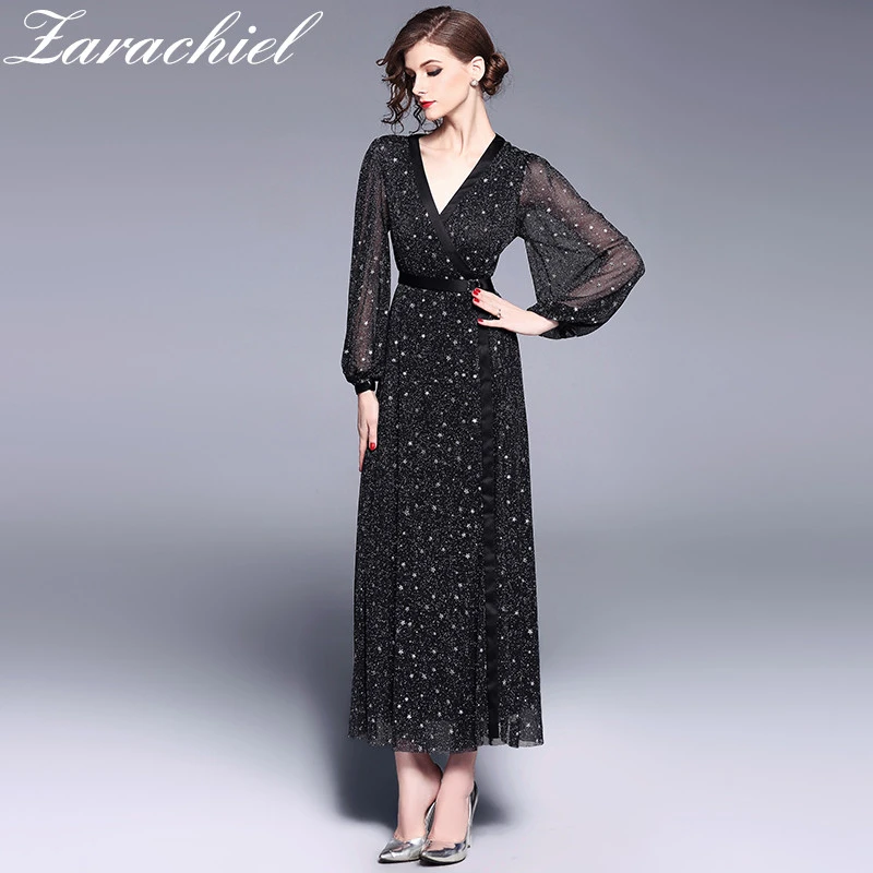 sequin maxi wrap dress