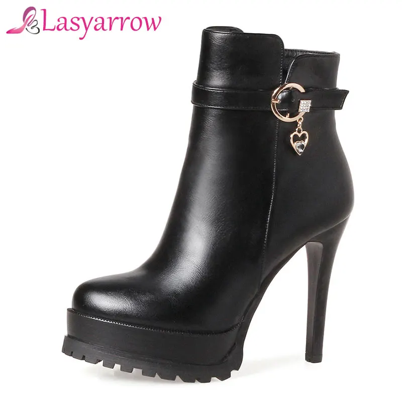 Lasyarrow 겨울 따뜻한 Matin 부츠 하이힐 플랫폼 신발 여성 캐주얼 Botas Feminina 패션 지퍼 Zapatos Mujer RM072