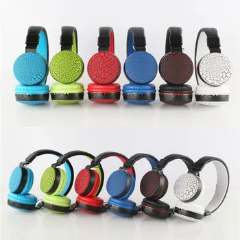 

New Arrival Crack Patterned Wireless Bluetooth Headphone Support FM Radio SD Card MP3 Play Foldable Headset Earphones with Mic