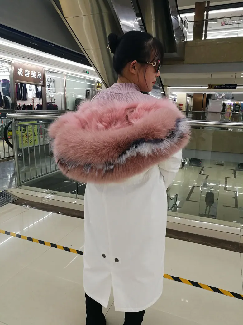 

raccoon fur Parka New Style Fashion Multi Real Fur Inside Army Green Coat Women Winter Thick