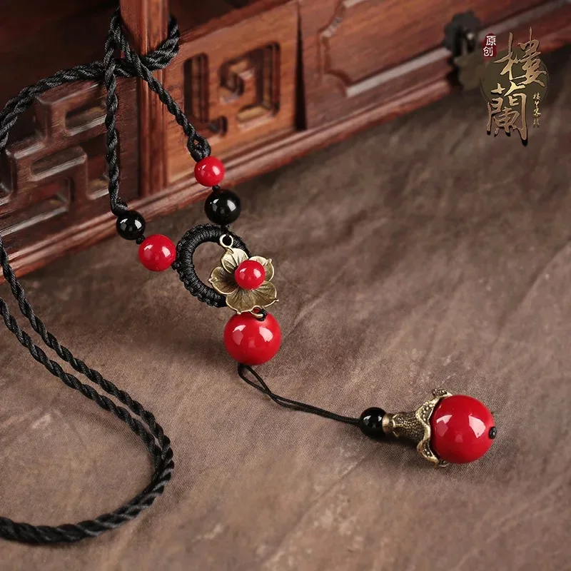 BYSPT завязанный красный камень бусины камень Длинная кисточка Ретро Этнические бусы ожерелье свитер цепь