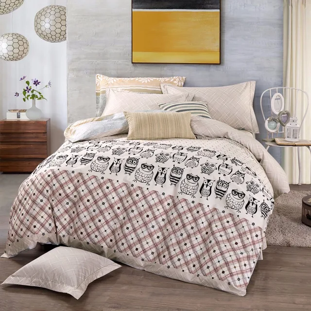 100 Cotton King Queen Owl Girls Kids Bedding Sets 4pcs Cute
