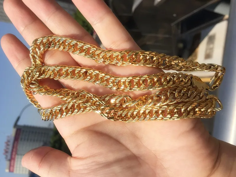 Bangrui statement Necklace Heavy Mens 24K Solid Gold GF Finish Thick Miami Cuban Link Chain | Украшения и аксессуары