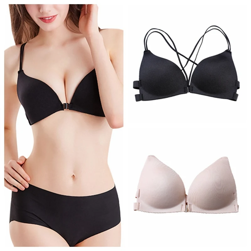 

Front Clasped Push Up Bra Buckle Sexy Bra Beautiful Back Underwear Girl's sexy Seamless Thin Bra