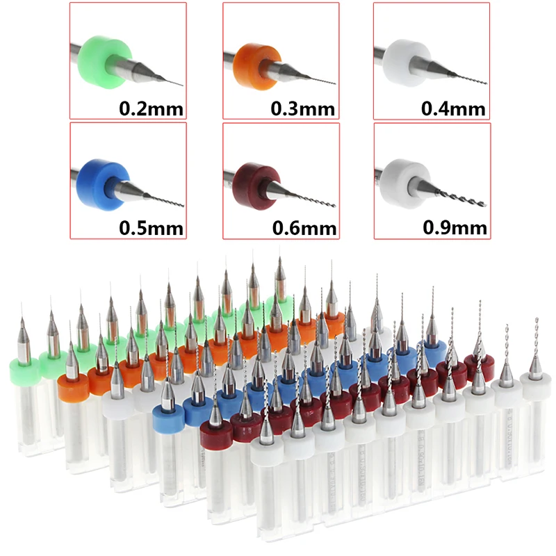 10 шт. 0,2 мм-0,9 мм наконечник 1/" хвостовик спиральная Флейта Карбида Вольфрама микро PCB сверло