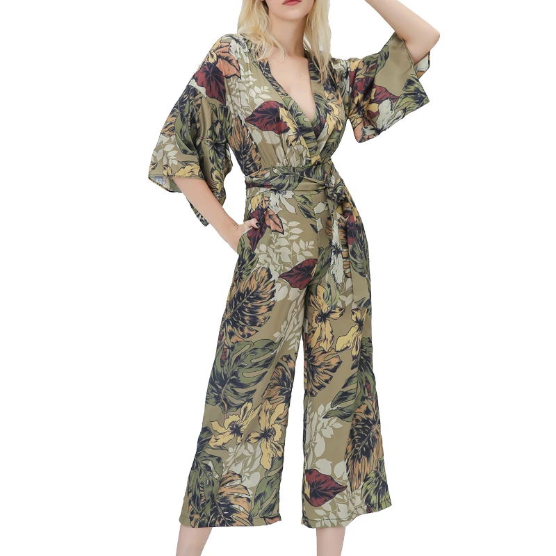 

Summer rompers womens jumpsuit 2019 casual printing womens clothing wide leg jumpsuit women