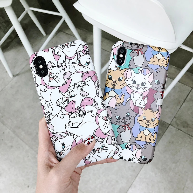 Зонт кошка Мэри мультфильм чехол для iPhone 6 6 S 7 8 Plus Матовый ТПУ мультфильм чехол для iPhone XS MAX XR X S задняя крышка