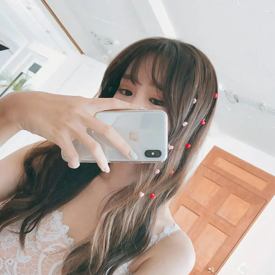 

Korean Women Fashion Heart Long Hair Clip Bridesmaid Sweet Wedding Girls Hairpin Rope Love Hair Accessories Tress Braids Tool