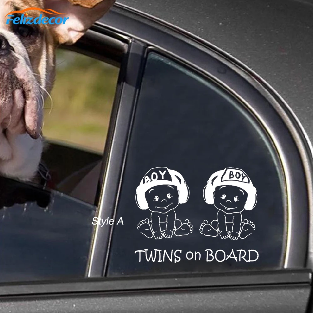 19*15 Lovely Twins on board Decal Car Stickers Cute Safety Sign Baby On Board For Car Window Vinyl Cars Decal Hot Selling L1027 - Image 6