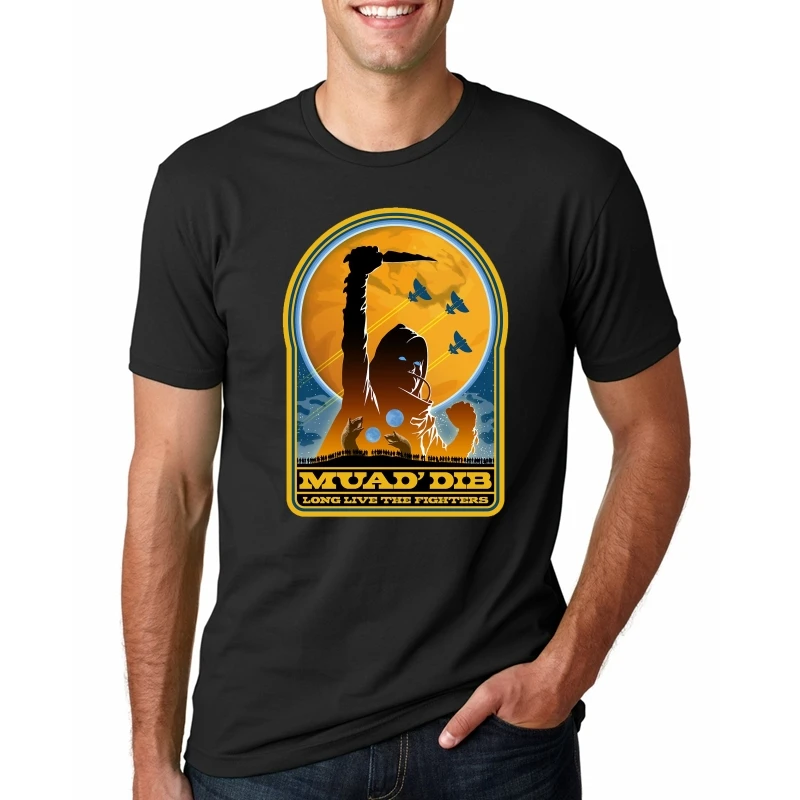 BLACKpn5619 Dune MUAD' DIB мужские футболки Muad Dib Atreides Arrakis Франк Герберт Давид Линч Sci Fi фильм книга культ классический - Цвет: BLACKpn5619
