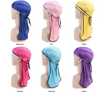 

Party Pirate Hat Unisex Breathable Bandana Hats Silky Durag Tail Headwrap Scarf Muslim Doo Rag gifts 13colors