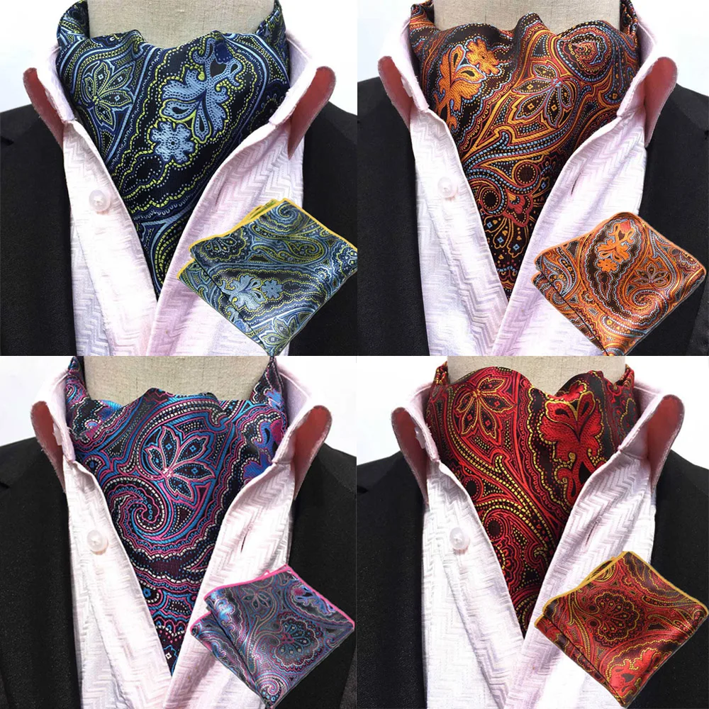 Мужской модный галстук с узором "пейсли", Аскот, галстук в тон, носовой платок, квадратный набор, BWTHZ0240