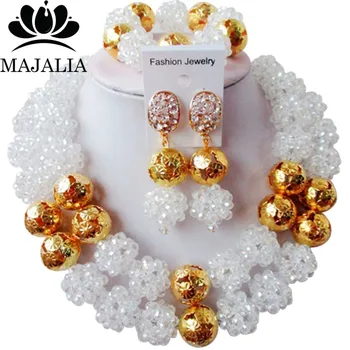 

Majalia Classic Nigerian Wedding African Jewelry Set Clear ab Crystal Bead Necklace Bride Jewelry Sets Free Shipping 2JS053