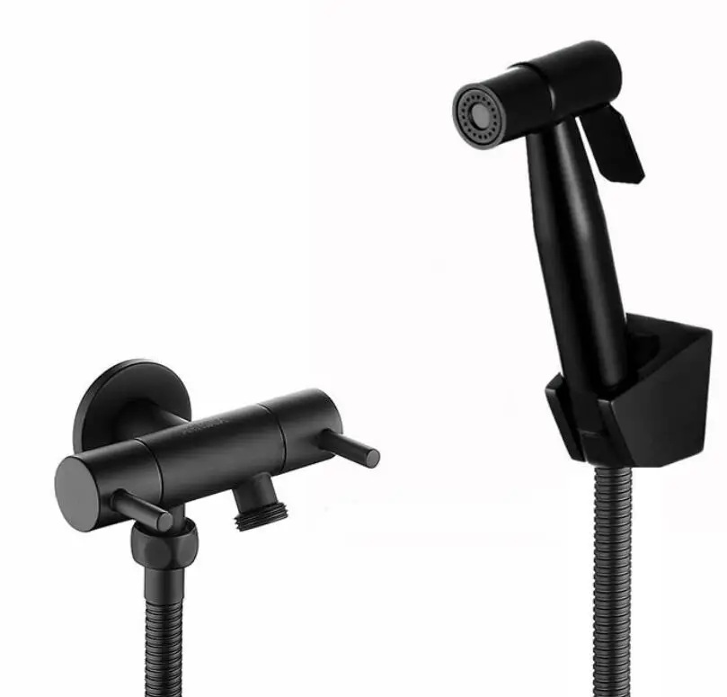 black angle valve and Toilet Bidet Sprayer Washing Shower Head Flusher