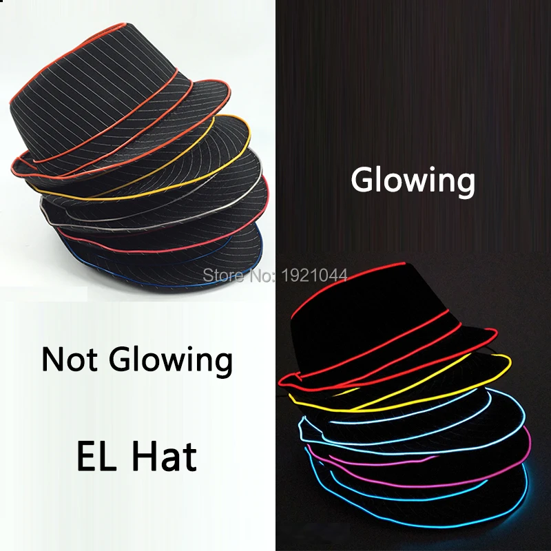 

10Color Choice Glowing Neon Light up Hat with DC-3V Steady on Driver EL Wire Flashing Cold Light Toy for Wedding Party Supplies