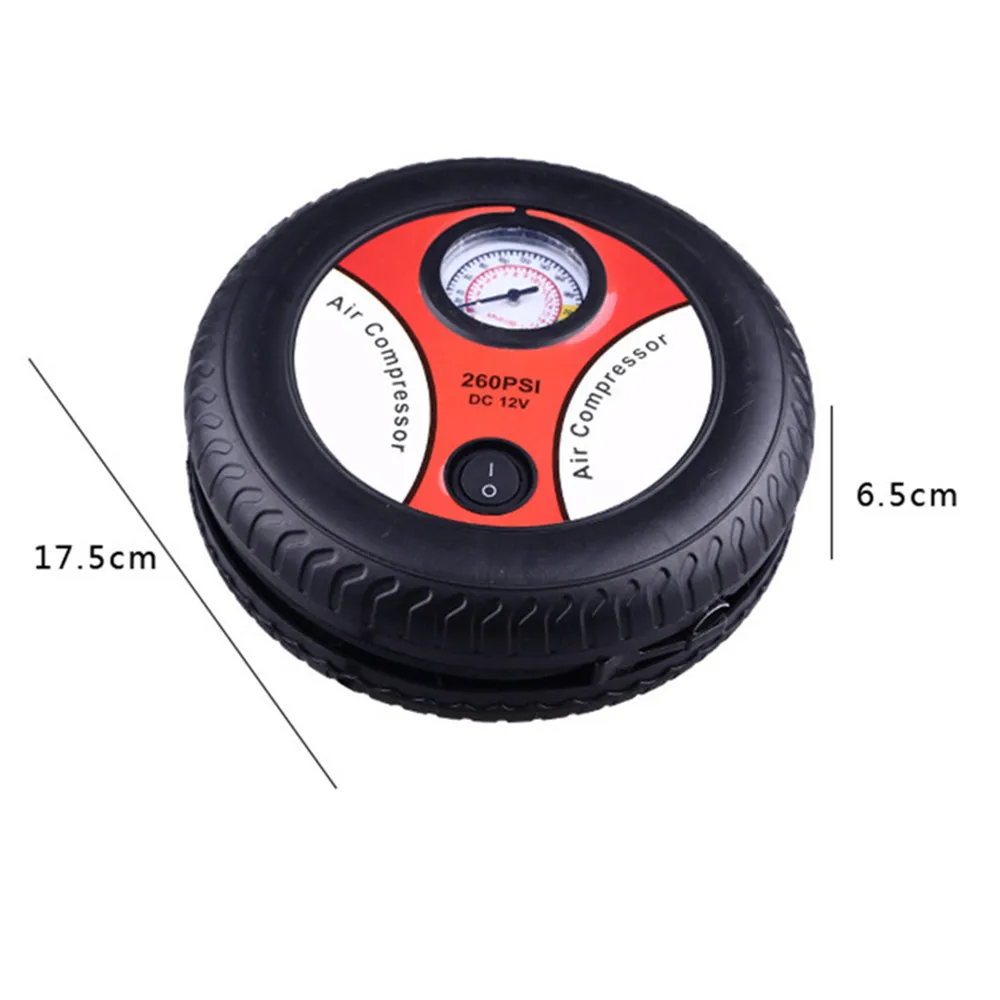 Car Mini Inflatable Pump 260PSI DC12V Metal Plastic Electric Air Compressor Monitor With 3 Nozzle Adapters Universal | Автомобили и