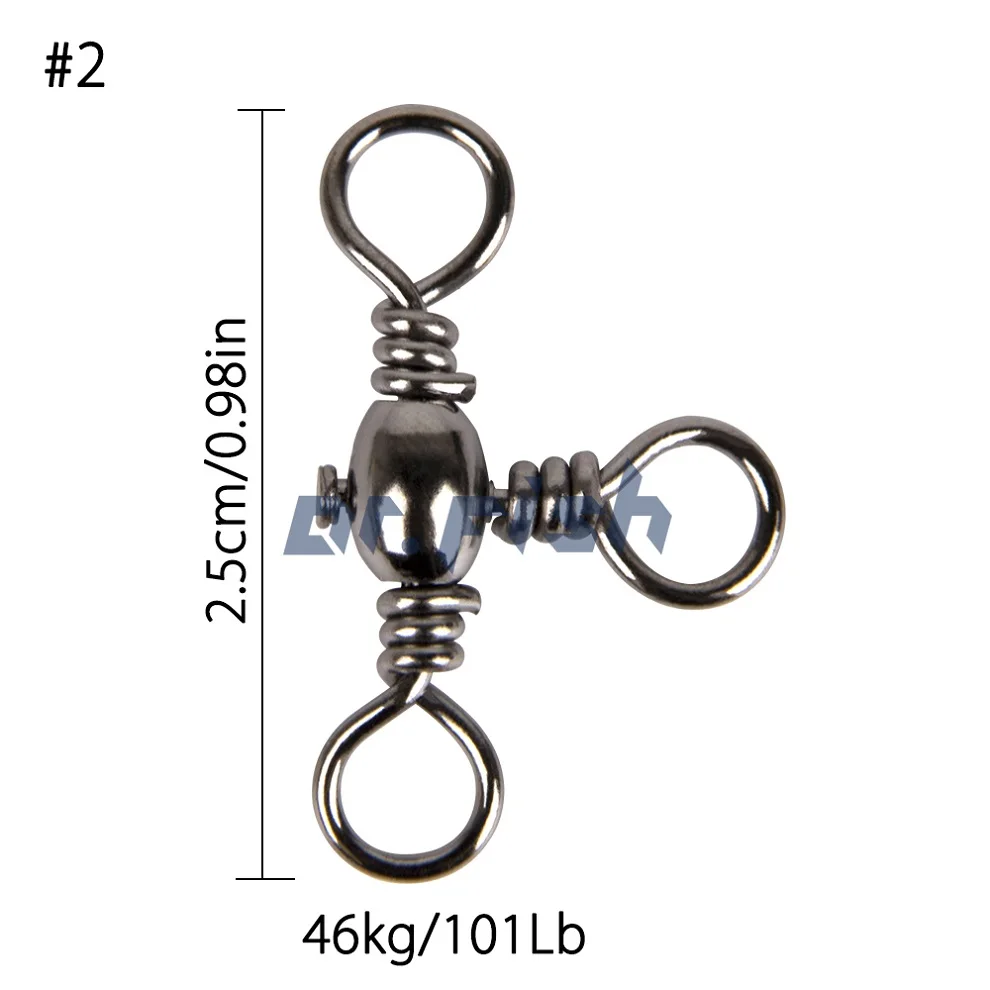 50 шт. TThree Way Cross-Line Barrel Swivels 3 Way T-Turn Swivels Crossline Swivels Rig рыболовный шариковый подшипник аксессуары снасти - Цвет: 46kg(101Lb)-50pcs