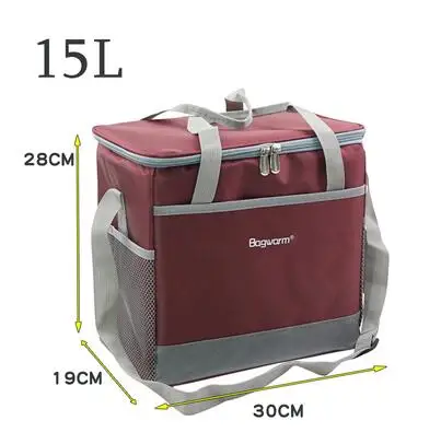 15L Wine red 15L/25L сумка-холодильник, водонепроницаемая сумка для пикника, сумки на плечо для еды, напитков, фруктов, теплоизоляционная сумка, упаковка для льда, Термосумка, холодильник - Цвет: 15L Wine red