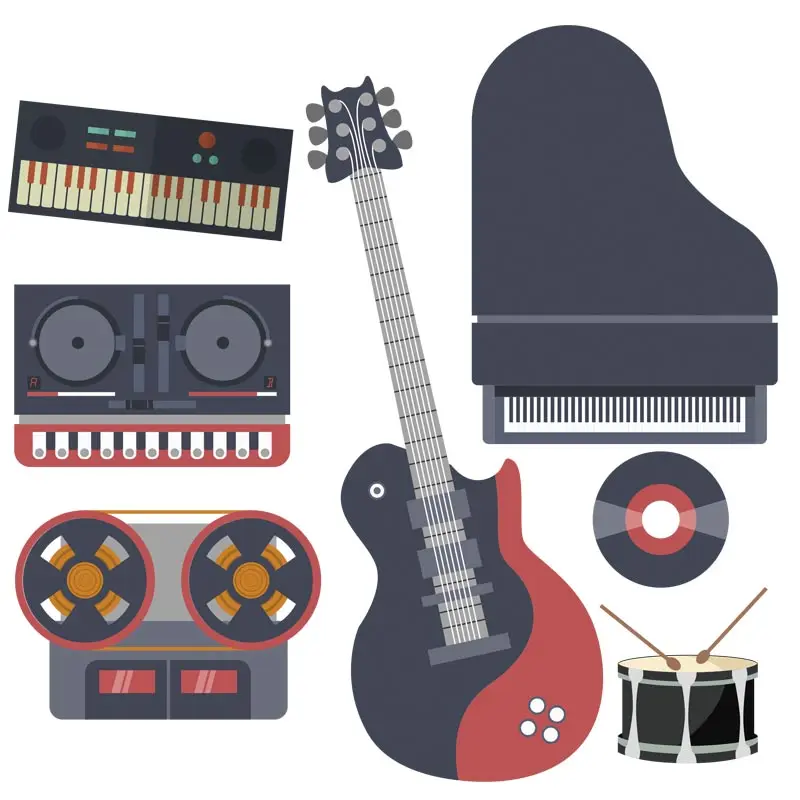 

New Design Creative Musical Instruments Heat Transfer Printing 1pcs/lot Iron Sticker For Clothing Kid T-shirt Jacket Patch Y-181