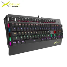 Delux KM06 Проводная игровая механическая клавиатура 104 стандартных клавиш синий переключатель смешанный цвет подсветка для Windows XP/Vista/7/8/10