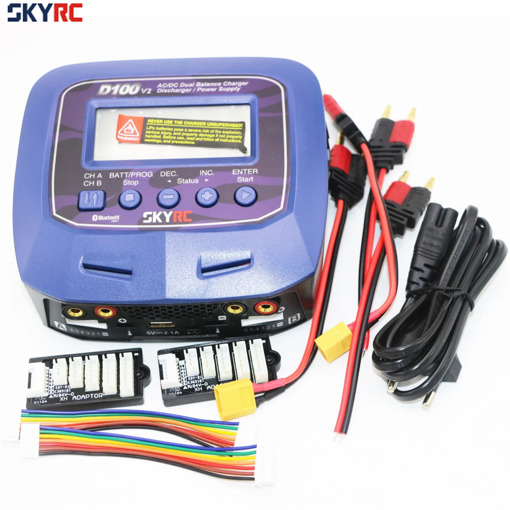 Skyrc D100 V2 Зарядное устройство двухканальный AC/DC LiPo 1 6s 2x100 Вт двойной с Bluetooth баланс