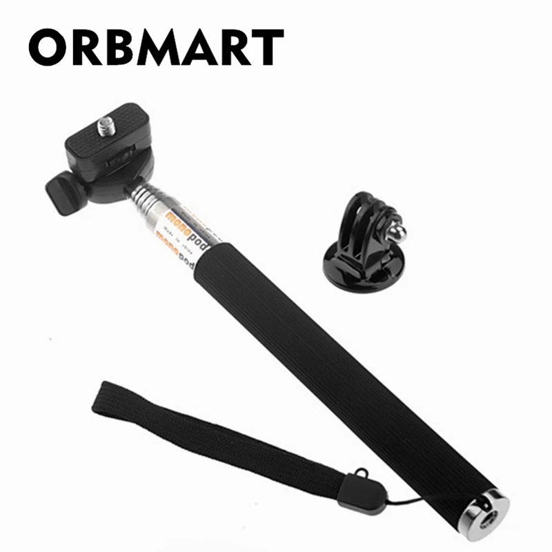 Раздвижная ручная селфи-палка ORBMART, монопод + адаптер крепления для Gopro Hero 5 4 3 3 2 SJ4000 Xiaomi Yi, Спортивная Экшн-камера - изображение