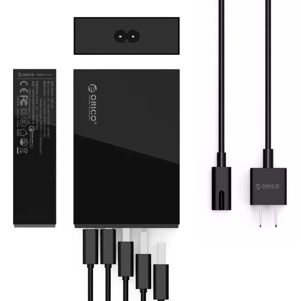 ORICO QSL QC 2.0 Quick Charger With 4 Ports 5V2.4A 50W Max Output Mobile Phone USB Charger for Samsung Xiaomi Huawei 
