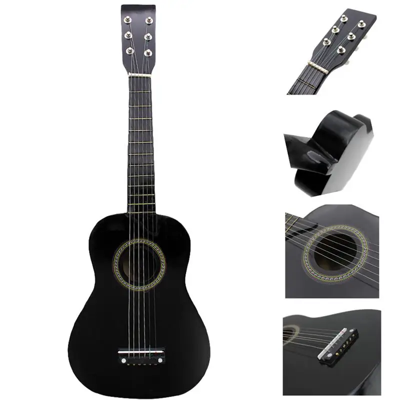 

ABGZ-IRIN Mini 23 Inch Basswood 12 Frets 6 String Acoustic Guitar with Pick and Strings for Kids / Beginners(black)